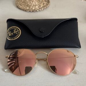 Ray-Ban Gold Frame with Rose Lenses Sunglasses